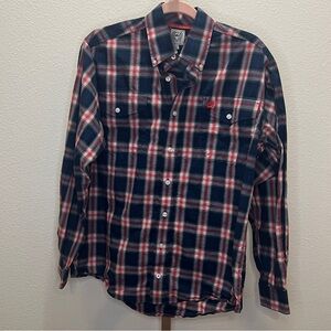 Cinch Button Down Shirt Western Wear Red White Blue Plaid size XS